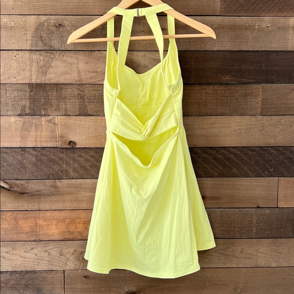 Halara Women's SoftlyZero Airy Backless Twisted Active Dress Yellow Pear Small - Picture 5 of 10